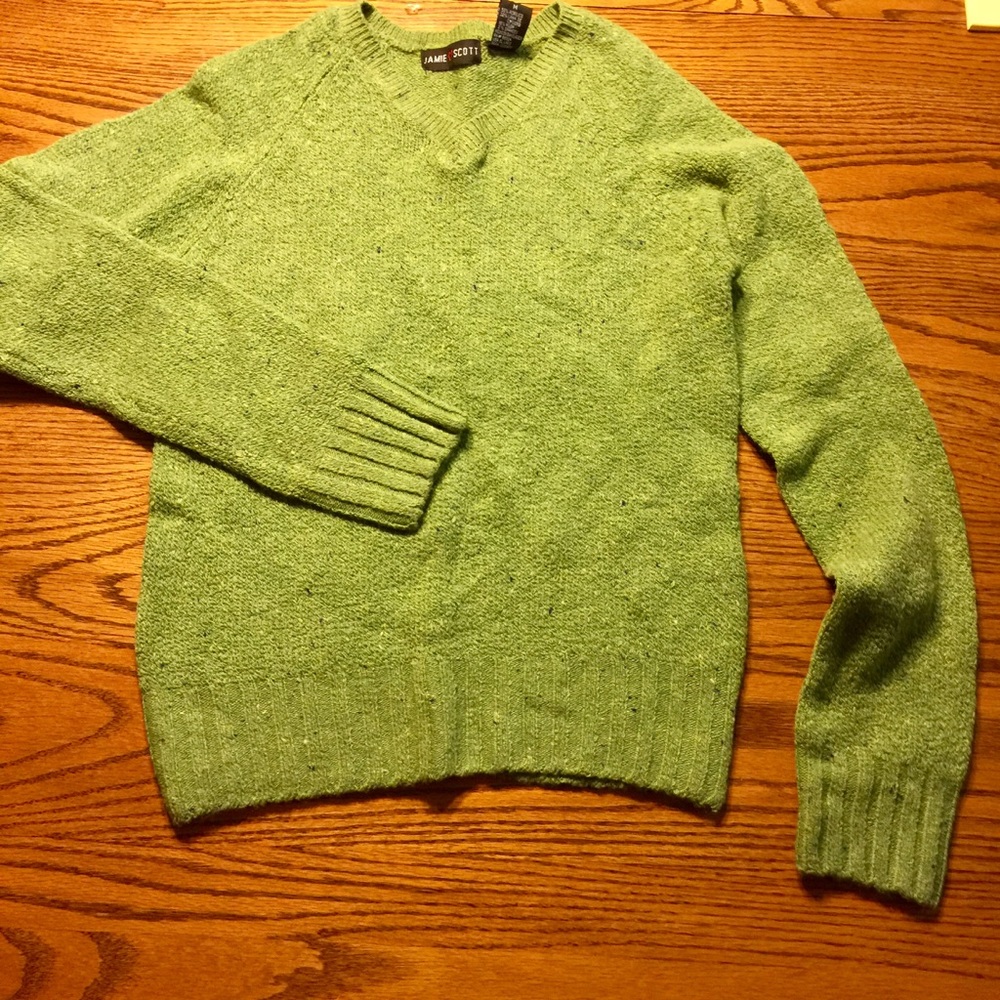 Bright green knit sweater